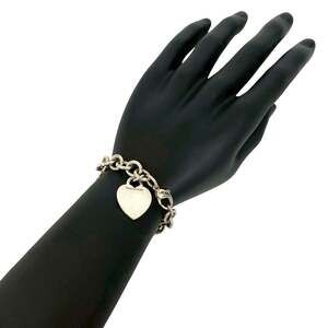 TIFFANY Authentic Silver Heart Charm Bracelet